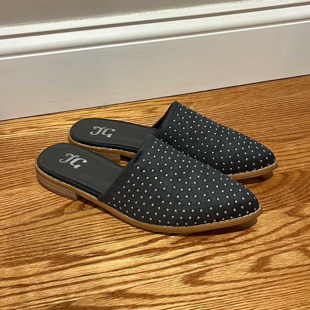 New Gray Studded Mules Size 8